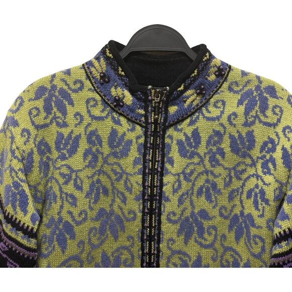 Vintage Icelandic Design Wool Blend Cardigan Sweater Jacket Lined Size M - Picture 4 of 10